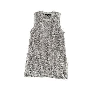 Theory Meenaly E Iras Knit Tunic Blouse Women's Size S Black White Linen Blend